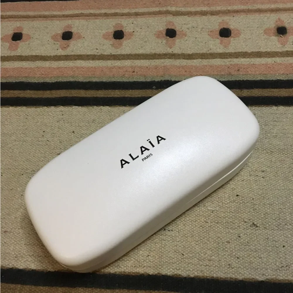 Alaia white & black eyeglass sunglasses case with cleaning polishing towel